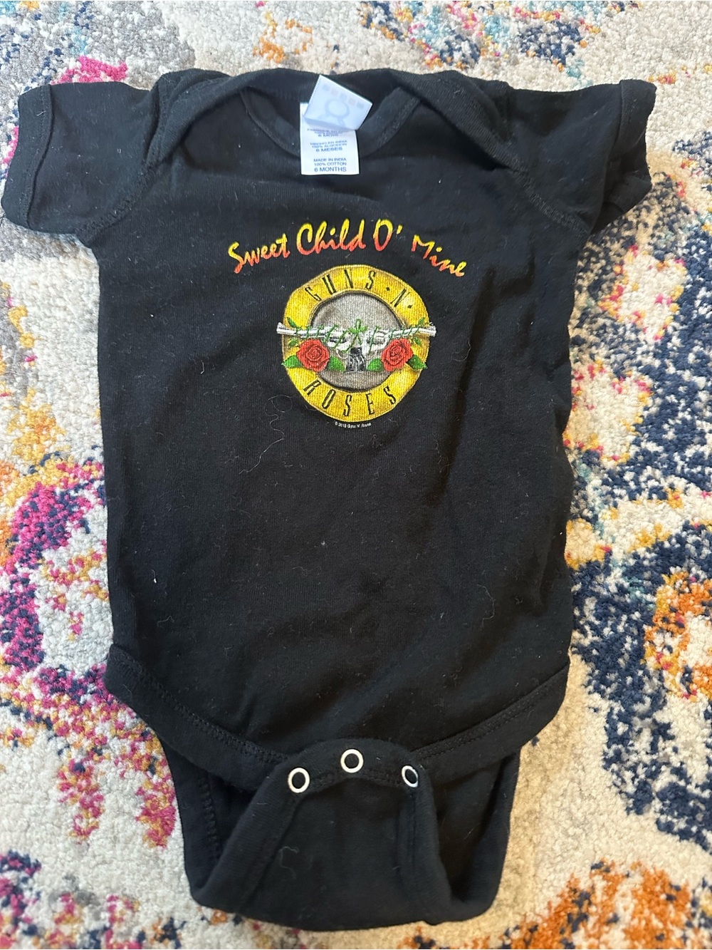 Baby Onesie with 'Sweet Child O' Mine' Graphic - Black